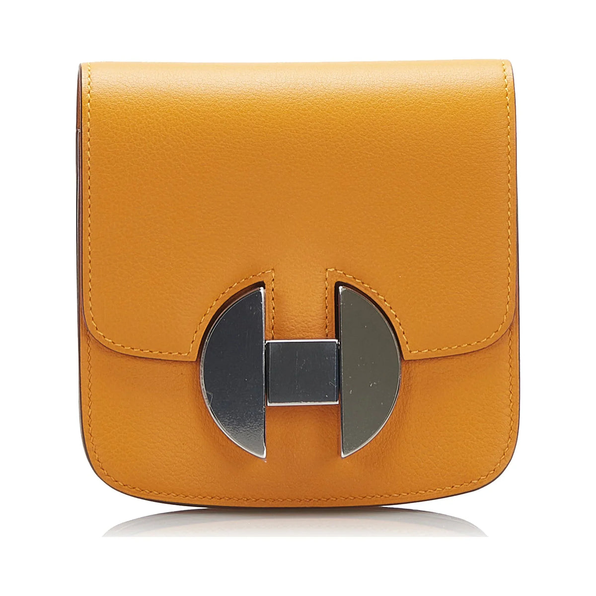 Hermès (Good) Small Wallets Pre-Owned Leather Calf Authenticated 2002 Unisex Orange Wallet