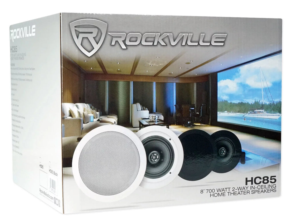 Speakers Receiver+6) Rockville MATRIX Home Multi ROCK Wall Ceiling+2) Black Room