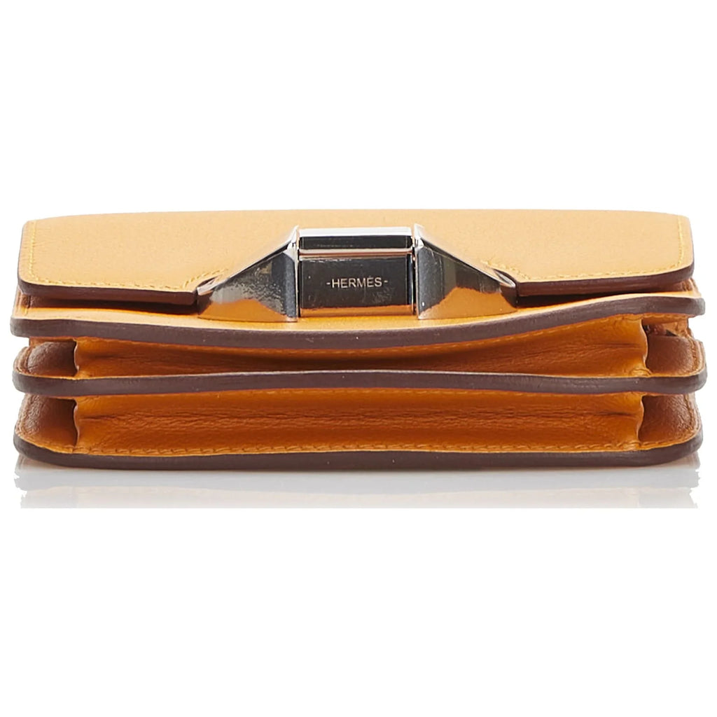 Hermès (Good) Small Wallets Pre-Owned Leather Calf Authenticated 2002 Unisex Orange Wallet