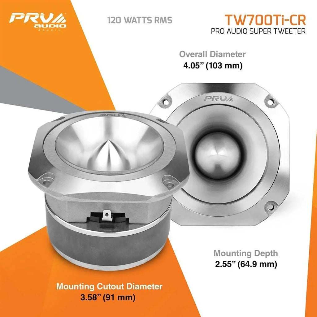4" Ohm RMS Single Audio Pro Watts Super 8 PRV TW700Ti-CR 120 Tweeter