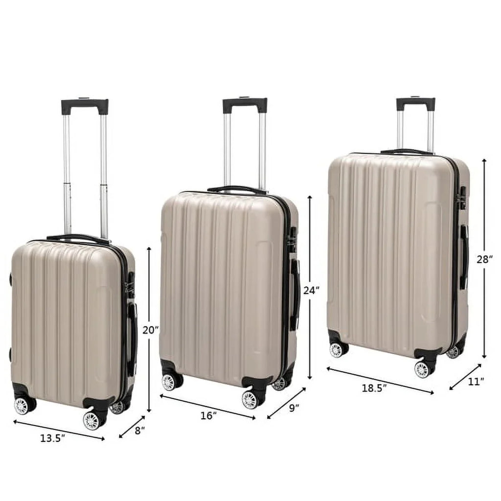 Wheels(20/24/28), Capri Champagne Set Piece with 3 Spinner Luggage
