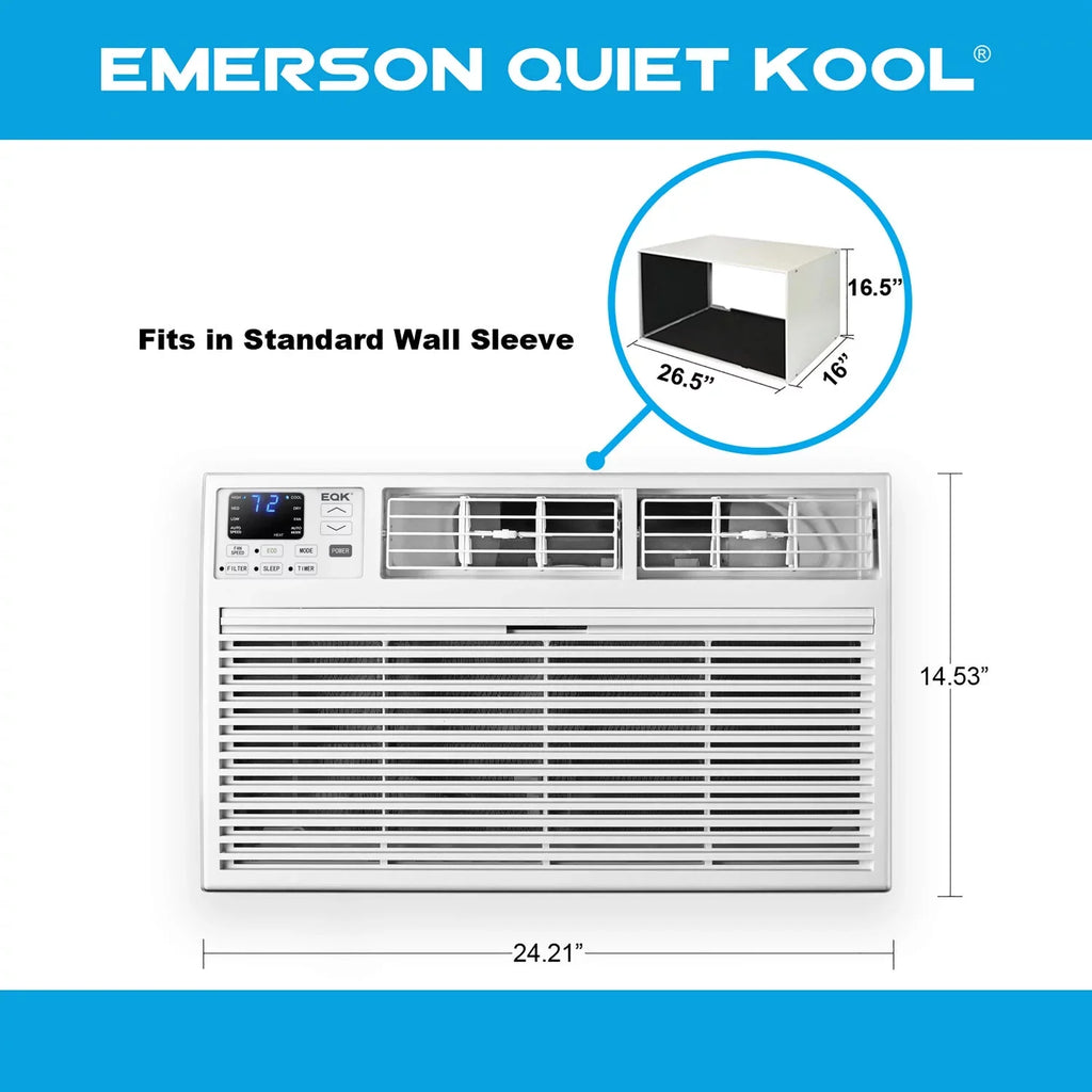 with Through-the-Wall Kool Remote, BTU 8,000 115-Volt Quiet Conditioner White Emerson Air