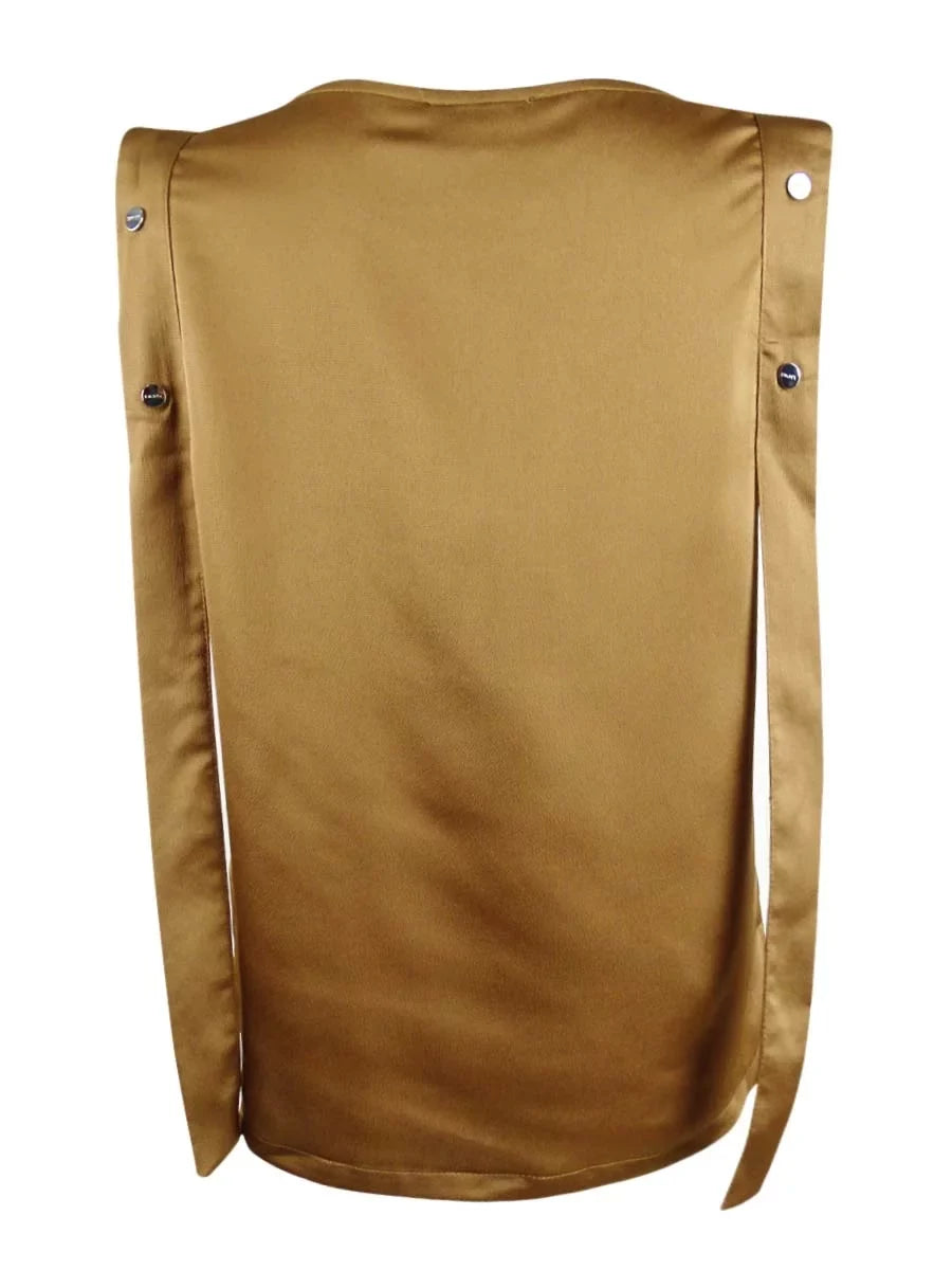Women's Snap Sleeveless Solid DKNY (XS, Top Overlay Luggage)