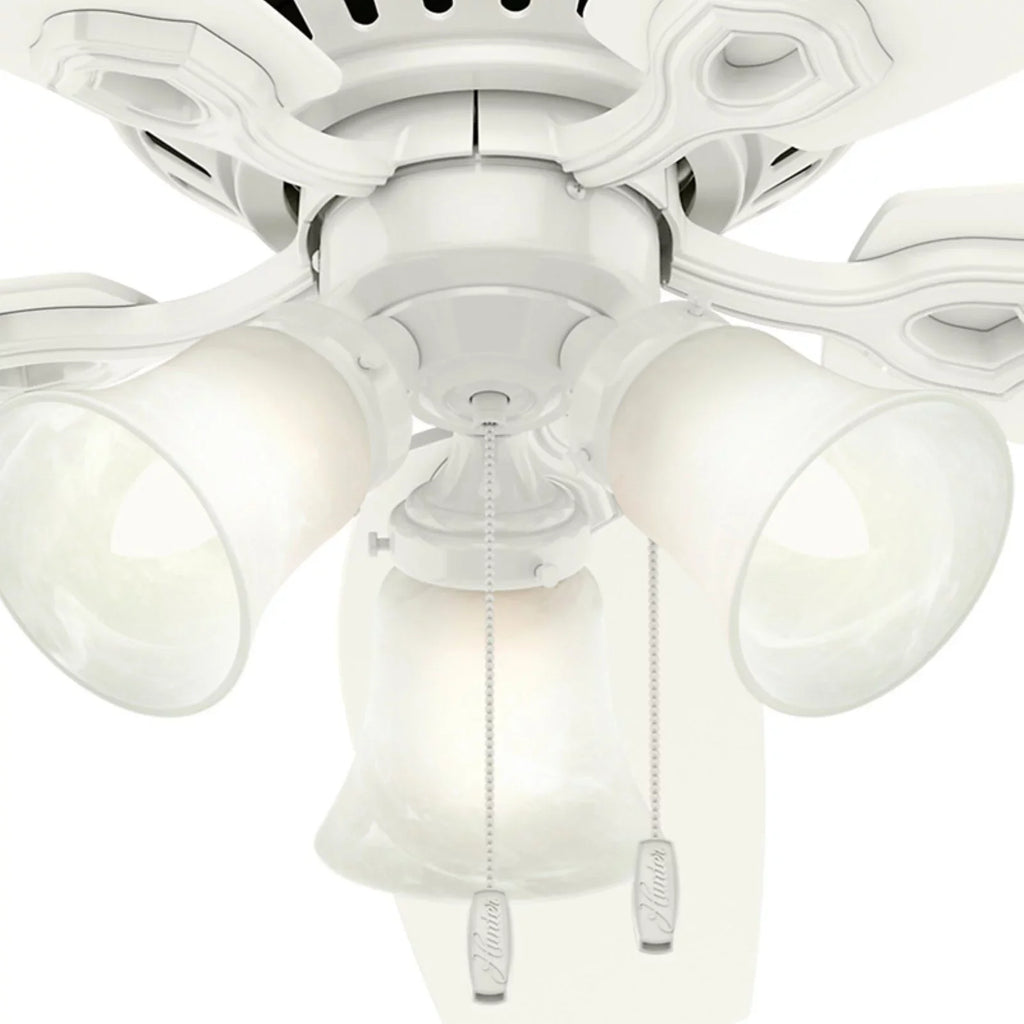 Company Hunter White Fan w/ Pull Builder 52" Ceiling Snow Profile Chain, Low Fan