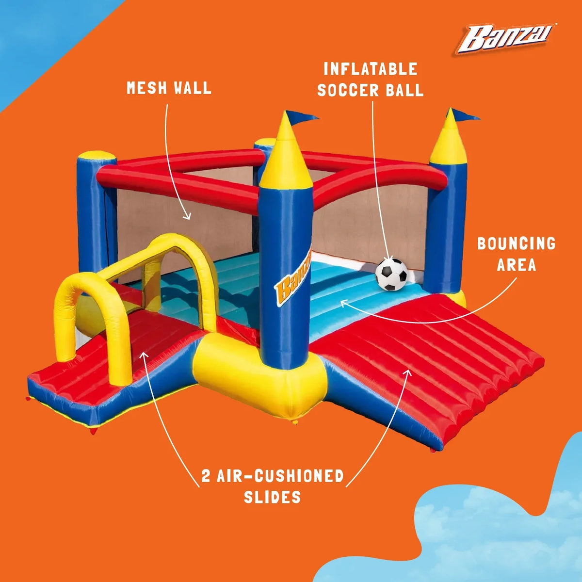 Set Slides 2 with Fun Blower N’ and House Slide Complete Bounce Banzai Air