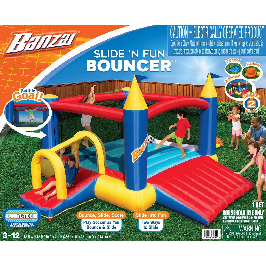 Set Slides 2 with Fun Blower N’ and House Slide Complete Bounce Banzai Air