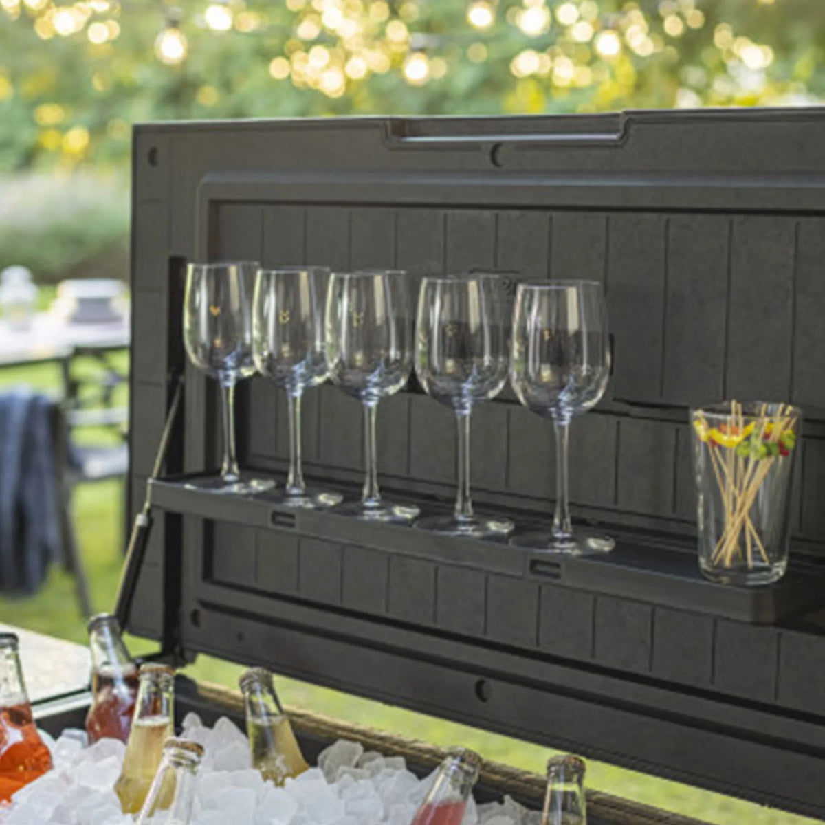 Bar Patio Beverage Cooler Outdoor Keter Chest Ice Gray Cart, Insulated