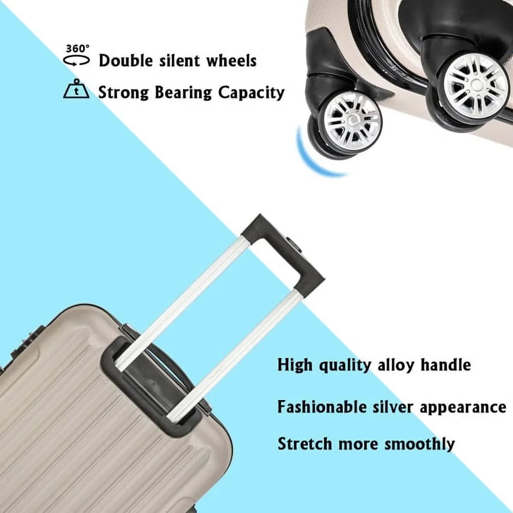 Wheels(20/24/28), Capri Champagne Set Piece with 3 Spinner Luggage
