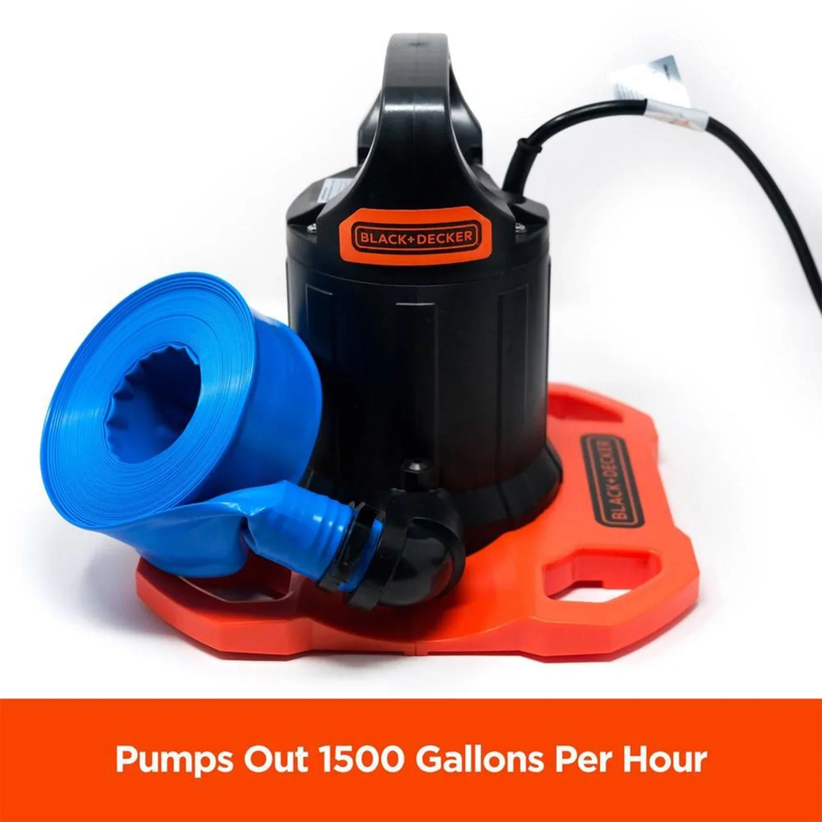 Discharge Pump 1500 Submersible Automatic Black+Decker GPH with Cover Pool Hose