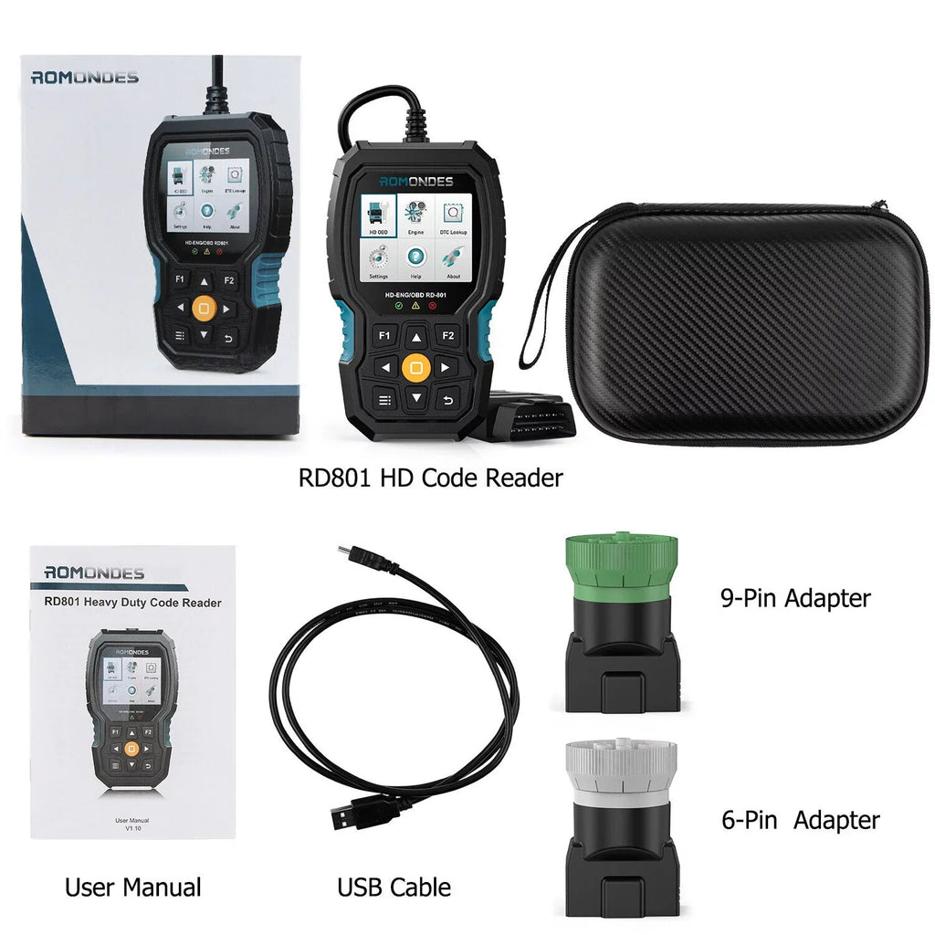 RD801 Scanner Code Romondes Oil Reader Truck OBD2 Reset Heavy DPF Diesel Tools Duty Diagnostic Truck Scanner