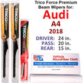 Wiper Wipers w/Rear 2018 3) Audi of Performance Beam A4 (Set