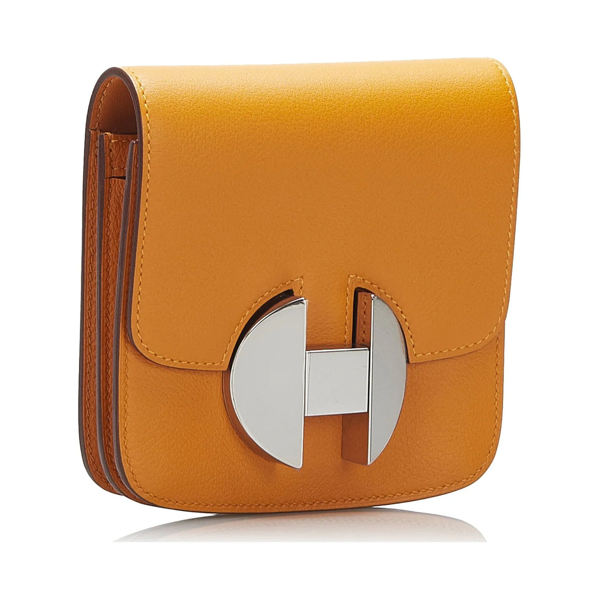 Hermès (Good) Small Wallets Pre-Owned Leather Calf Authenticated 2002 Unisex Orange Wallet