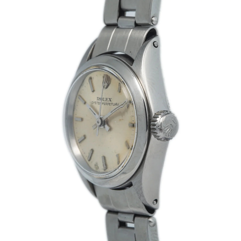 Perpetual Ladies Automatic Rolex Watch Oyster Silver Stainless Dial 6618 24mm