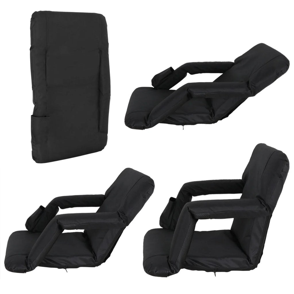 ZenSports Reclining 6 Portable 2PCS Seat Stadium for Positions Bleacher Chair Black