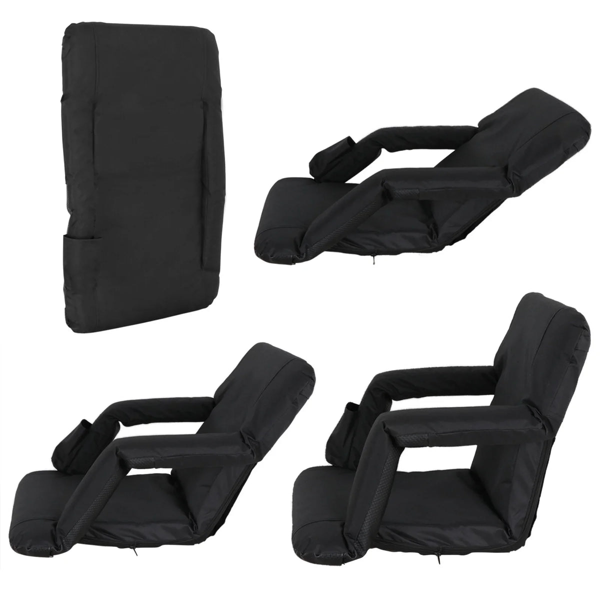 ZenSports Reclining 6 Portable 2PCS Seat Stadium for Positions Bleacher Chair Black