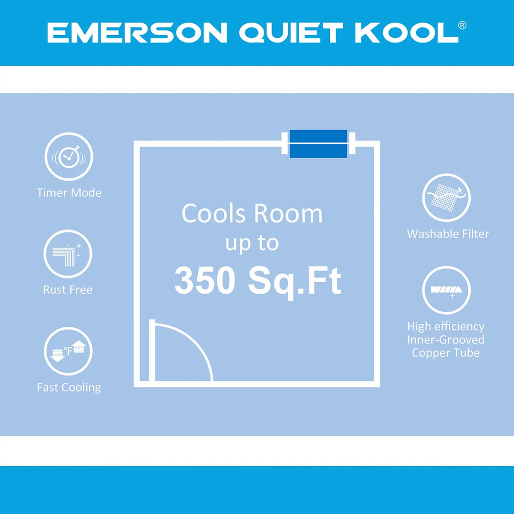 with Through-the-Wall Kool Remote, BTU 8,000 115-Volt Quiet Conditioner White Emerson Air