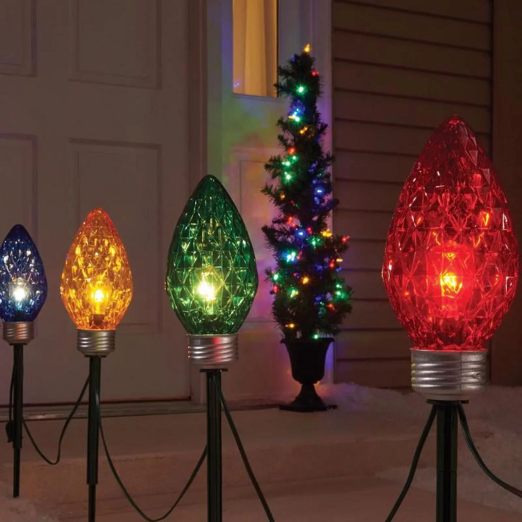 in. Celebrations 13 Decor Lights Faceted Multi C9 Incandescent Bulb Pathway