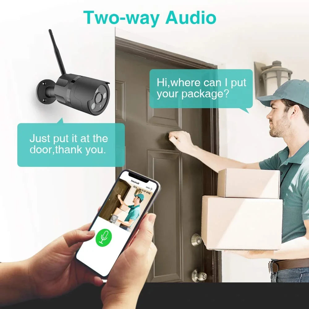 Weatherproof Security Wireless Night Netvue WiFi Detection Vision-Black Camera, Outdoor Motion Camera with Security