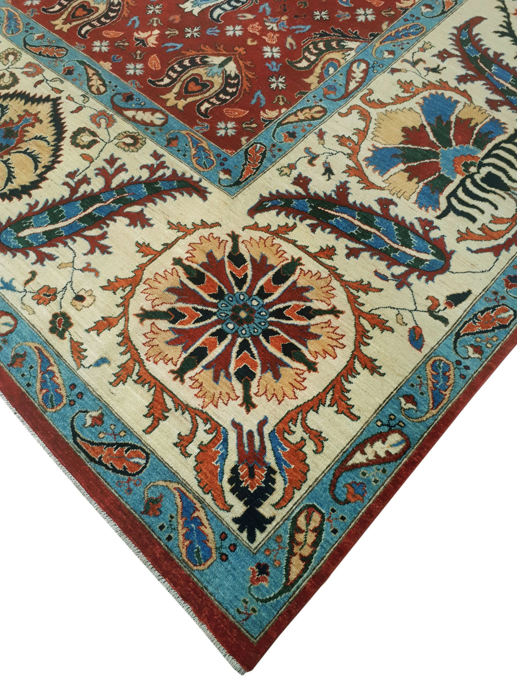 Red/Ivory 9'9" Rug, x Aria 13'9" Matias