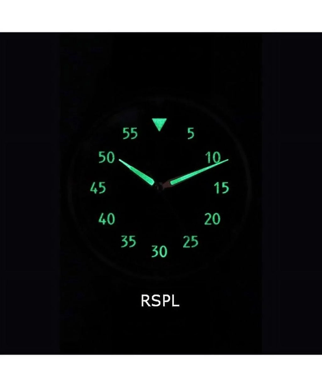 Skysurfer Textured Automatic Ratio Pilot Watch 200M Leather Men's Black Dial RTS320