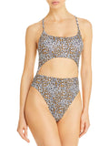 One-Piece Aqua Print Animal Swim Lined Womens Swimsuit