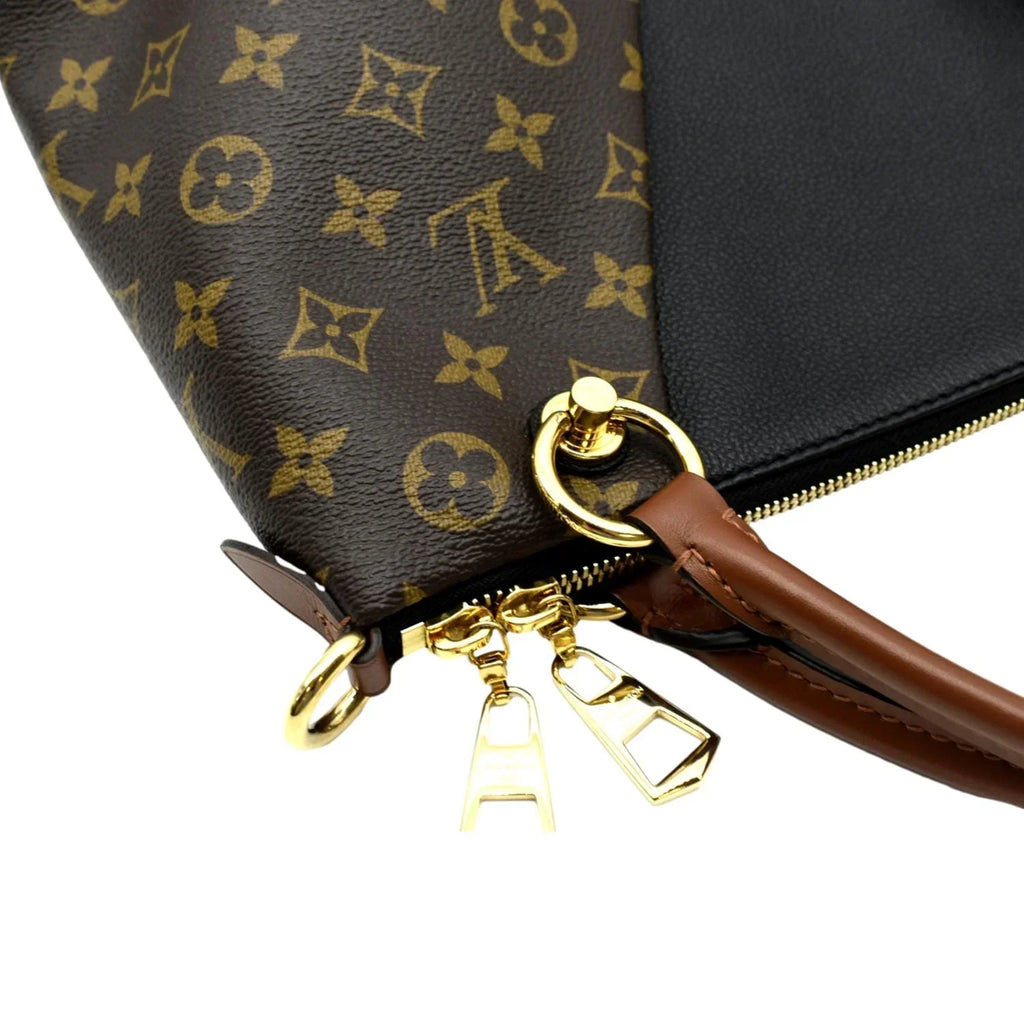 MM VUITTON Black LOUIS Hobo Leather V Monogram Bag Pre-owned