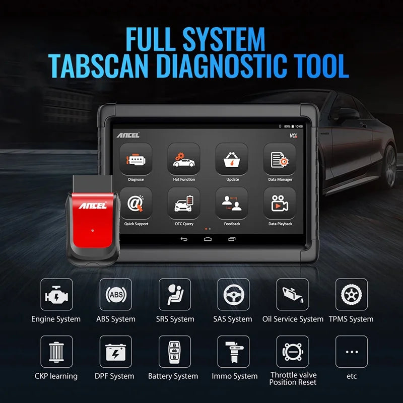 Live Diagnostic Car Services OBD All OBD2 ANCEL Diagnostic Code Scanner VIN X6 Automotive Scan Automotive Auto Reader Scan 10 Tablet System Reset Data Scanner Bi-direactional EOBD Tool Bluetooth Car