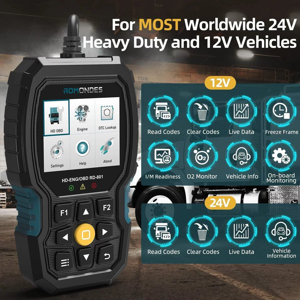 RD801 Scanner Code Romondes Oil Reader Truck OBD2 Reset Heavy DPF Diesel Tools Duty Diagnostic Truck Scanner