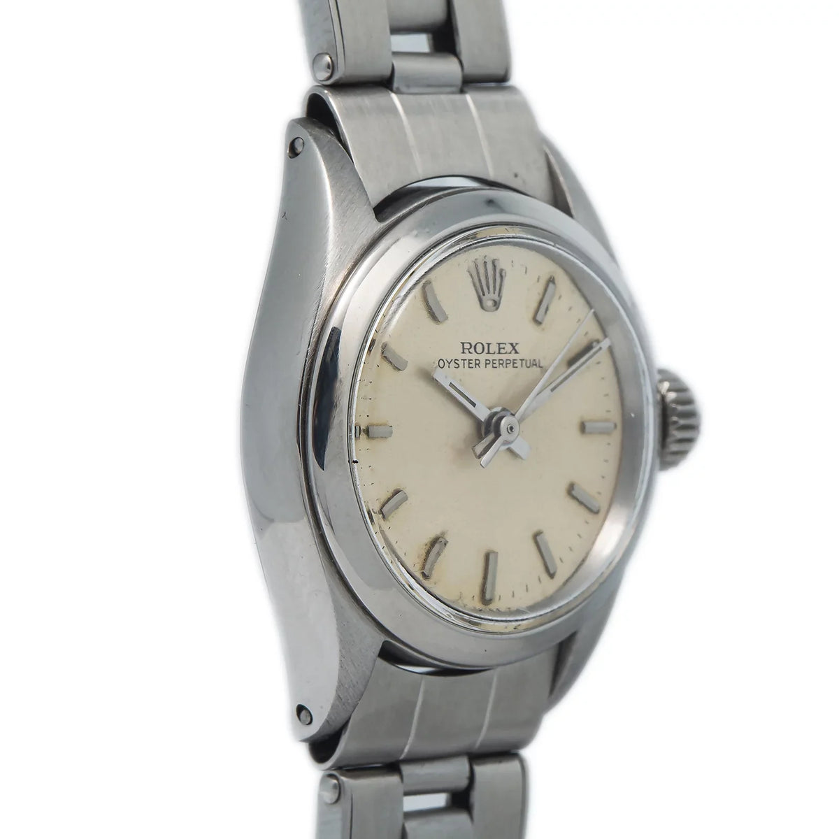 Perpetual Ladies Automatic Rolex Watch Oyster Silver Stainless Dial 6618 24mm