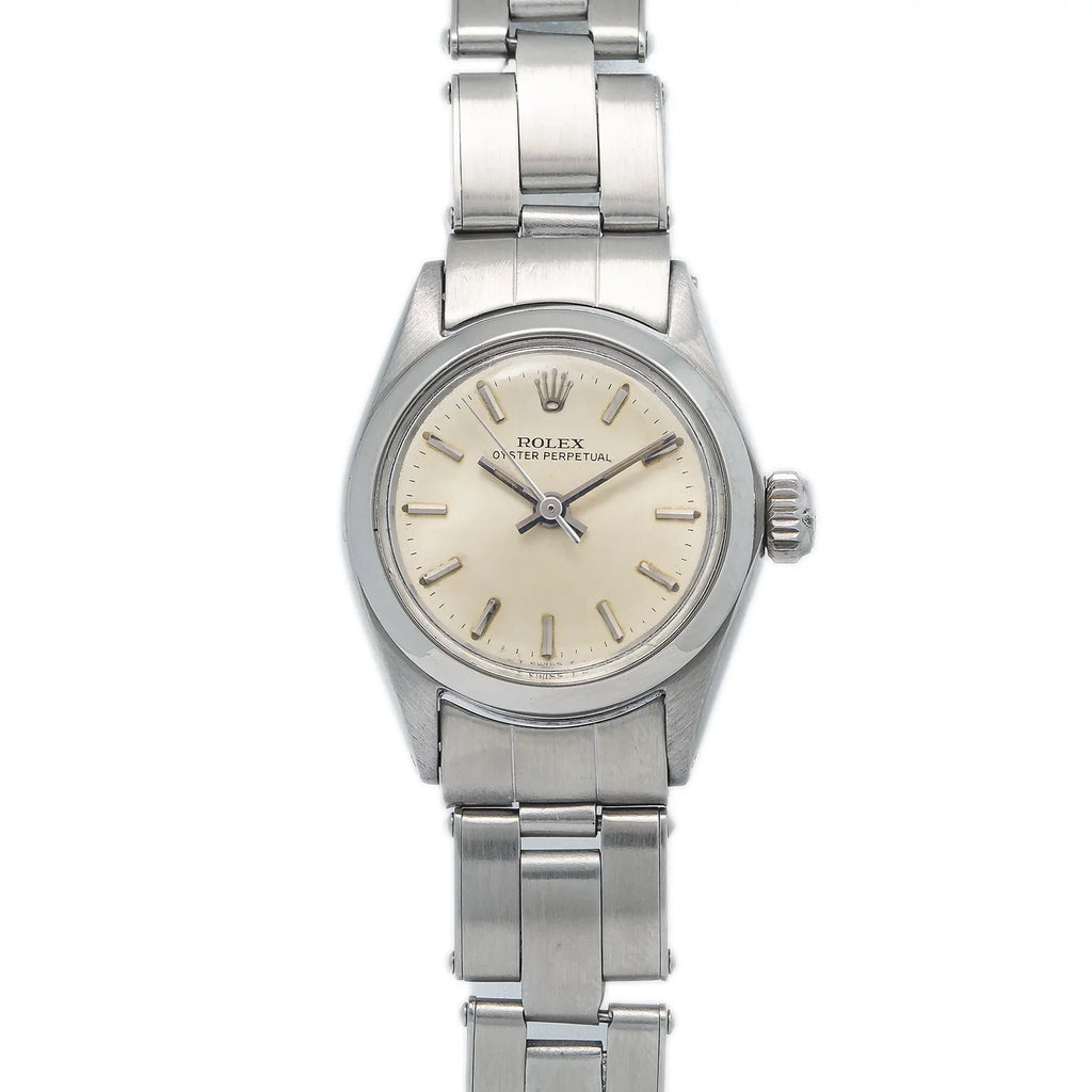 Perpetual Ladies Automatic Rolex Watch Oyster Silver Stainless Dial 6618 24mm