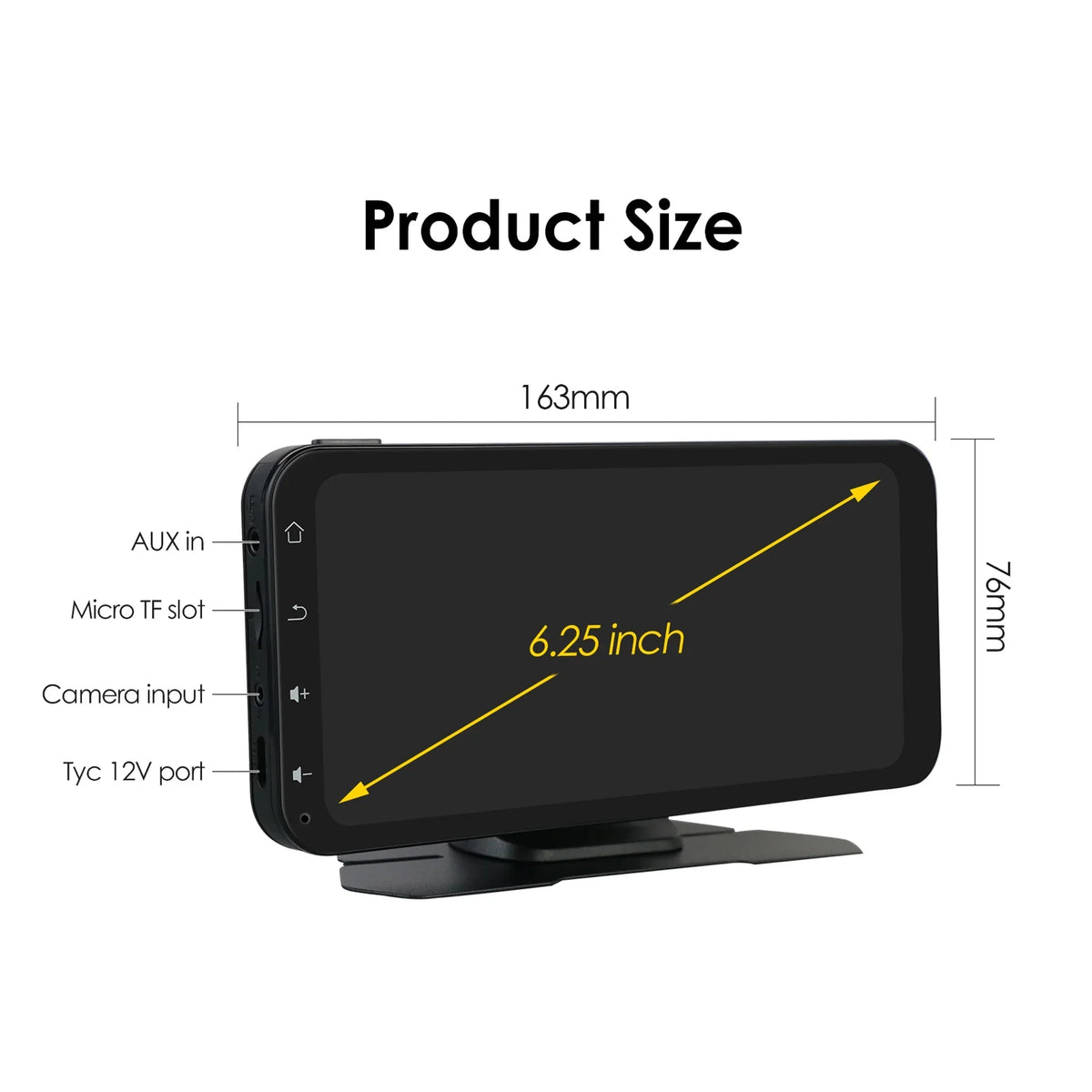 Touchscreen 360° Navigation Auto Ossuret Wireless Camera Carplay Radio 6.25" Car Support  Android Receiver Adjustable Bluetooth Backup GPS Audio With Stereo