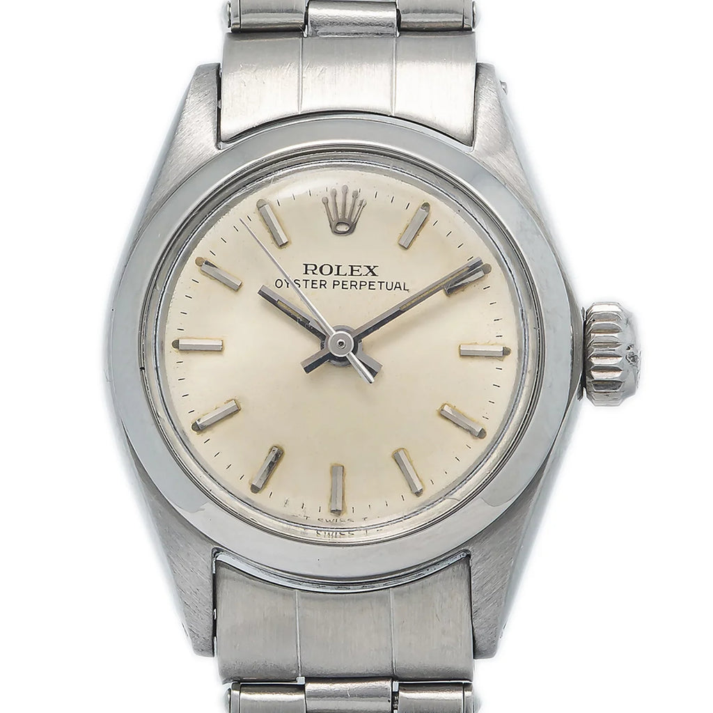 Perpetual Ladies Automatic Rolex Watch Oyster Silver Stainless Dial 6618 24mm