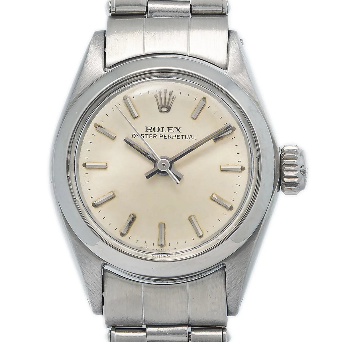 Perpetual Ladies Automatic Rolex Watch Oyster Silver Stainless Dial 6618 24mm