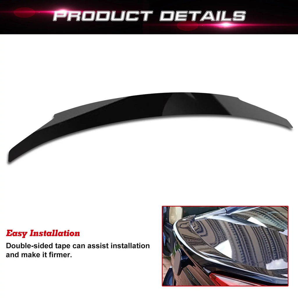JDM with 2016-2021 Compatible Style Civic Spoiler 10th Lip Trunk Xotic Wing Black Tech Rear Honda Gen Glossy 4DR