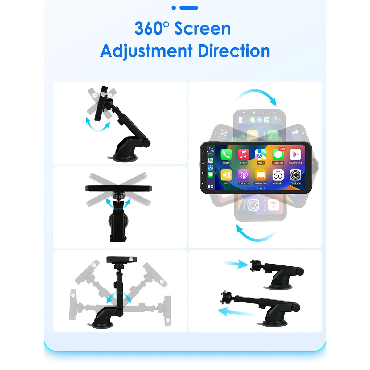 Touchscreen 360° Navigation Auto Ossuret Wireless Camera Carplay Radio 6.25" Car Support  Android Receiver Adjustable Bluetooth Backup GPS Audio With Stereo