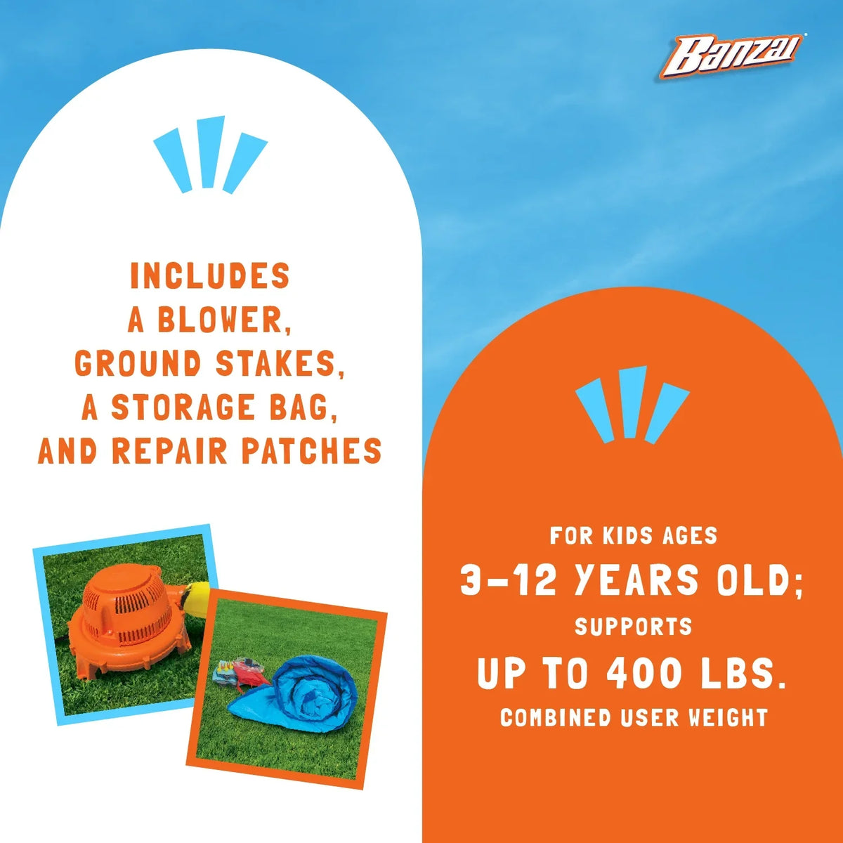 Set Slides 2 with Fun Blower N’ and House Slide Complete Bounce Banzai Air