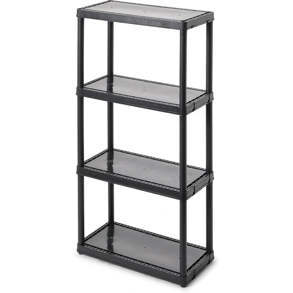 for Lightweight Black Plastic or Shelf Storage 4 Outdoor Modular Design Solid Unit Indoor Office Organization, Multipurpose and Home