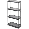 for Lightweight Black Plastic or Shelf Storage 4 Outdoor Modular Design Solid Unit Indoor Office Organization, Multipurpose and Home