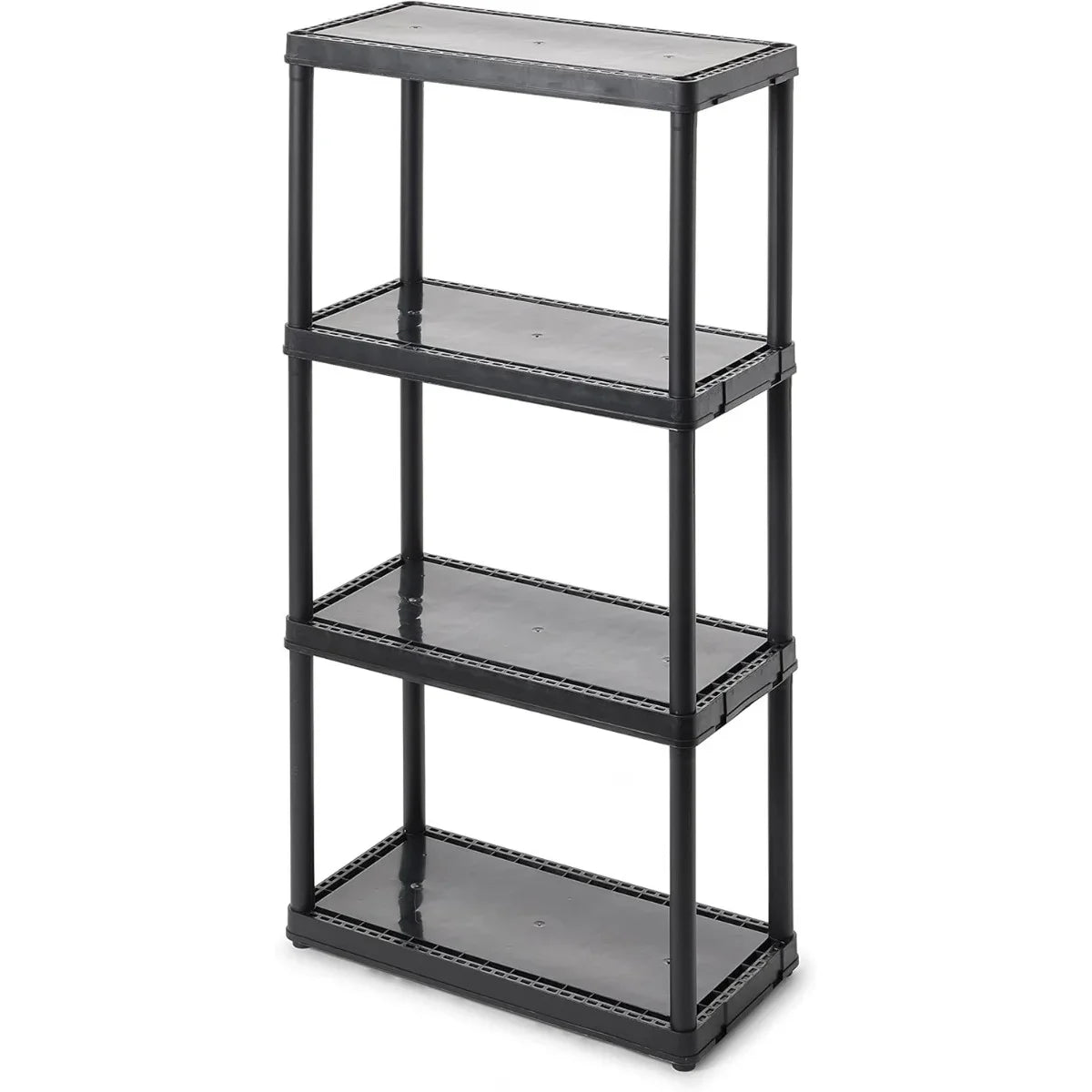 for Lightweight Black Plastic or Shelf Storage 4 Outdoor Modular Design Solid Unit Indoor Office Organization, Multipurpose and Home